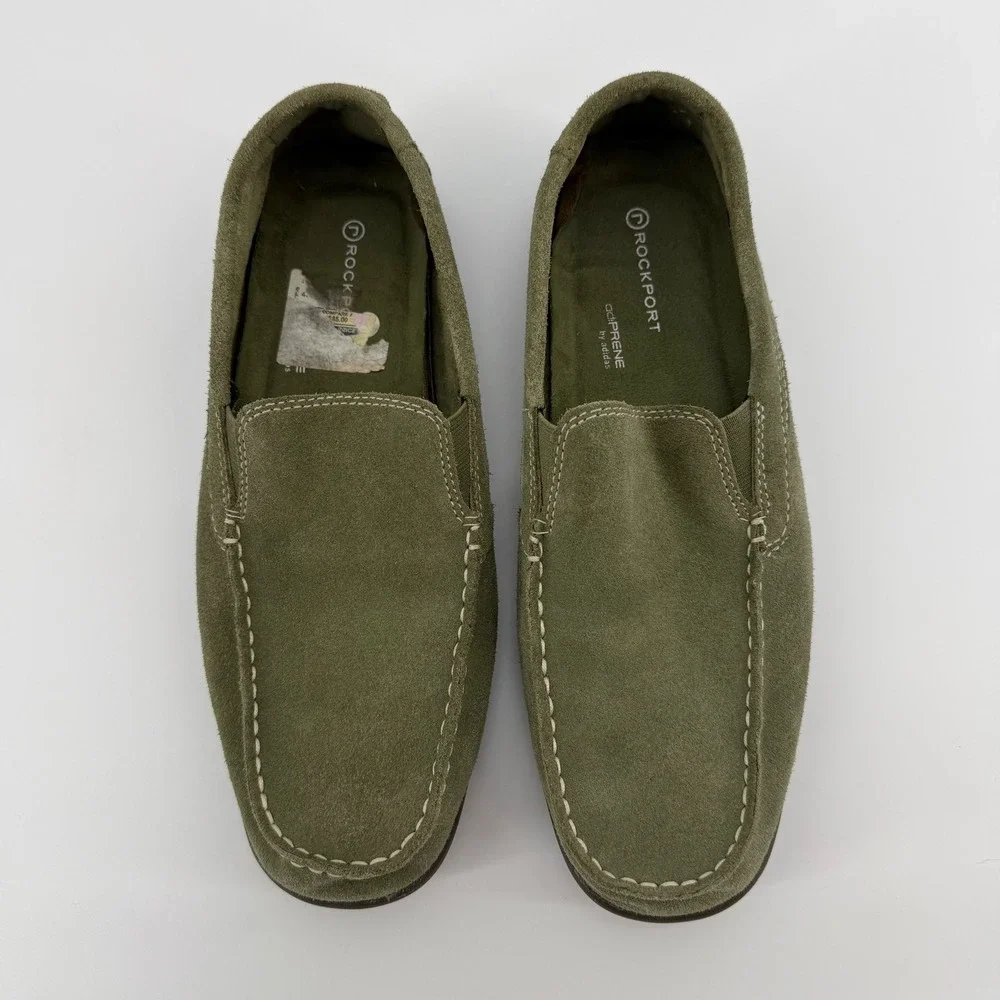 Rockport Men's Olive‎ Suede Slip On Loafer Shoes Size 8.5 Adi Prene Soles